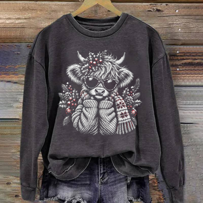 Cute Christmas Highland Cow Sweatshirt