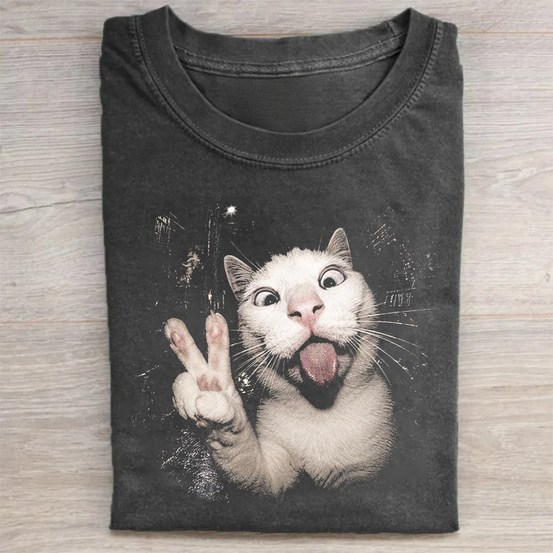 Funny Cat Peace Sign T-shirt