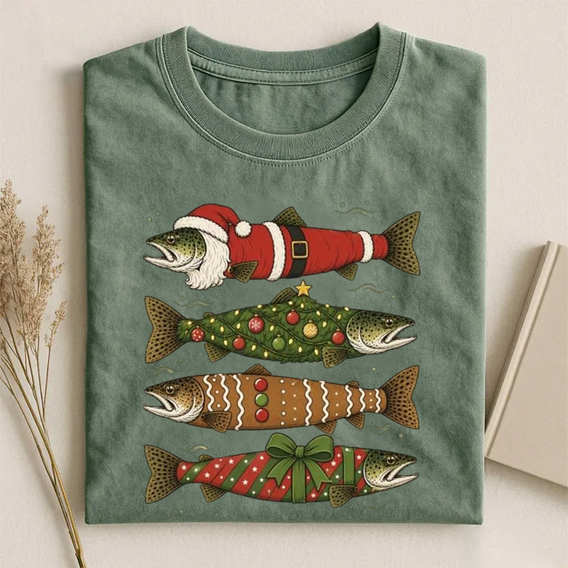 Christmas Trout Fishing T-shirt
