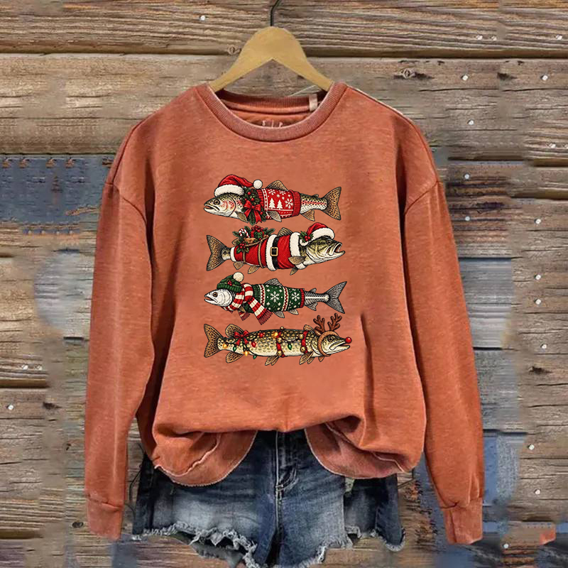 Christmas Trout Fishing Sweatshirt