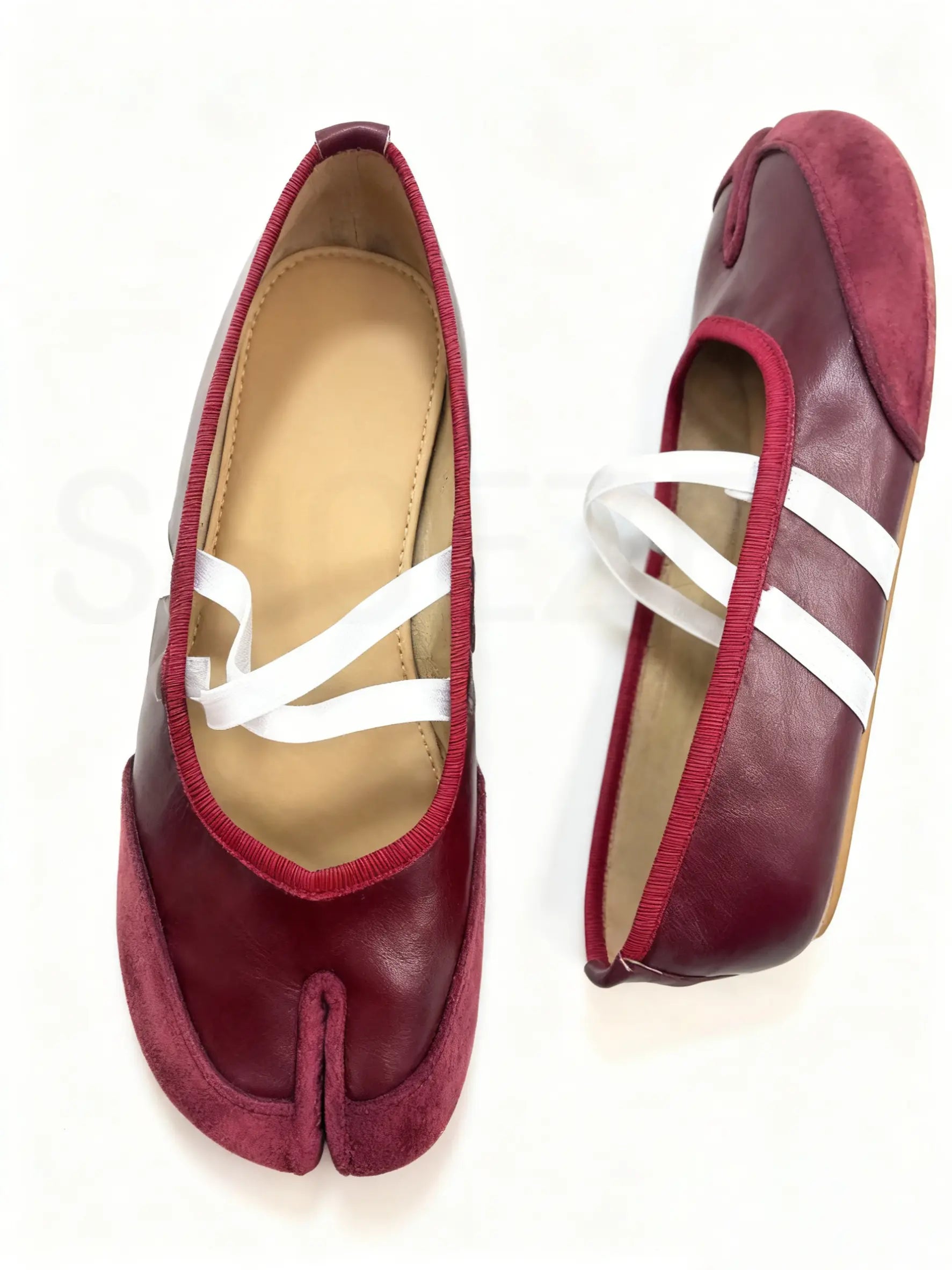 Split-Toe Tabi Ballet Sneakers with Crisscross Straps