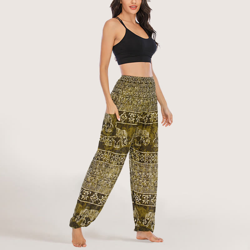 Olivenorma Elephant Yoga Pants Viscose Women's Elastic Waist Harem Pants - image 14