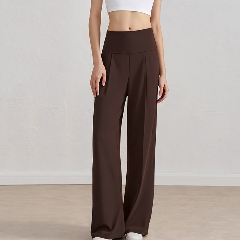 Olivenorma Wide Leg Pants Stretch Casual Lounge Pants Yoga Pants - Brown - XL - image 8