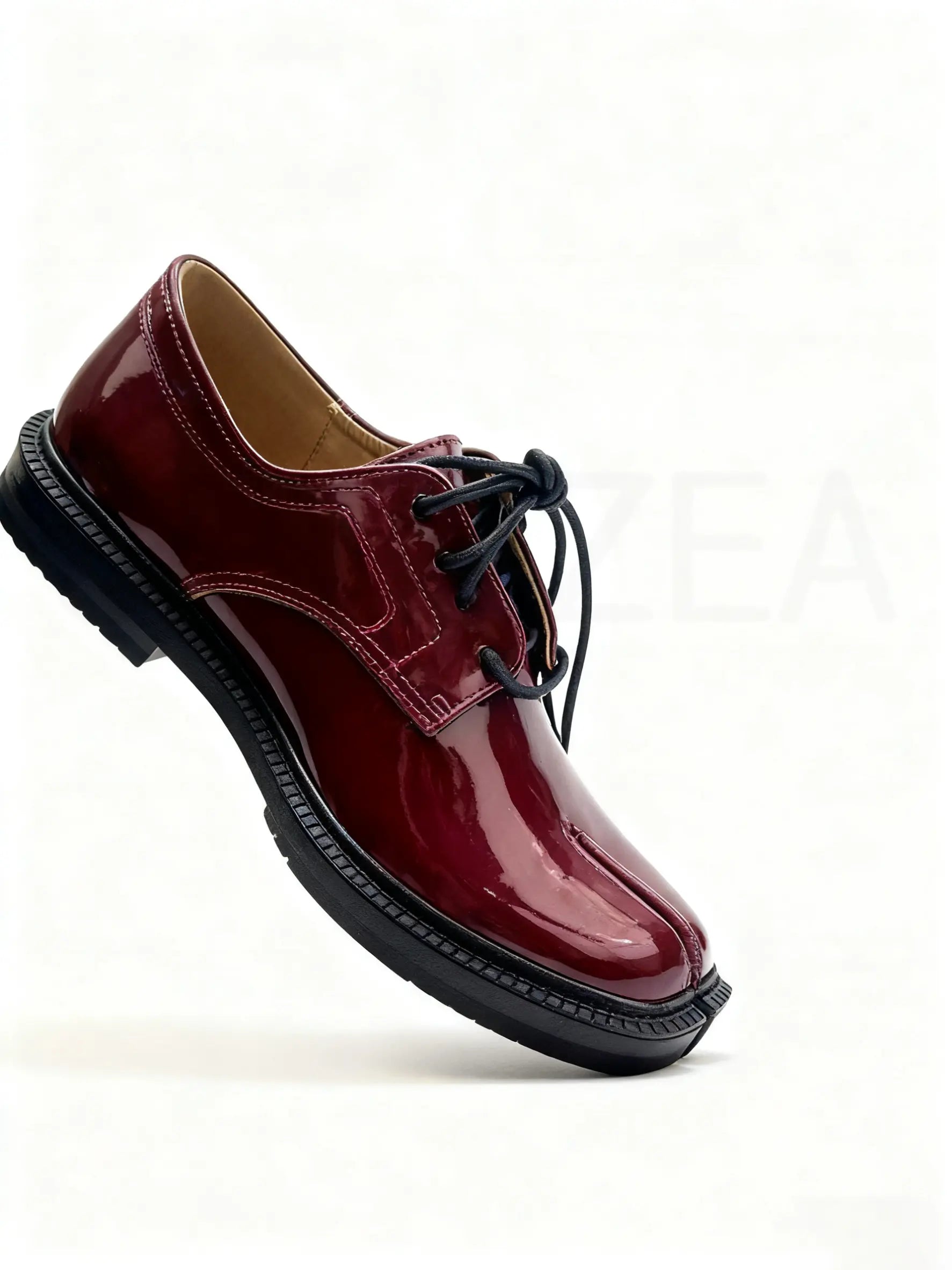 Lace-Up Split-Toe Tabi Loafers with Chunky Block Heel