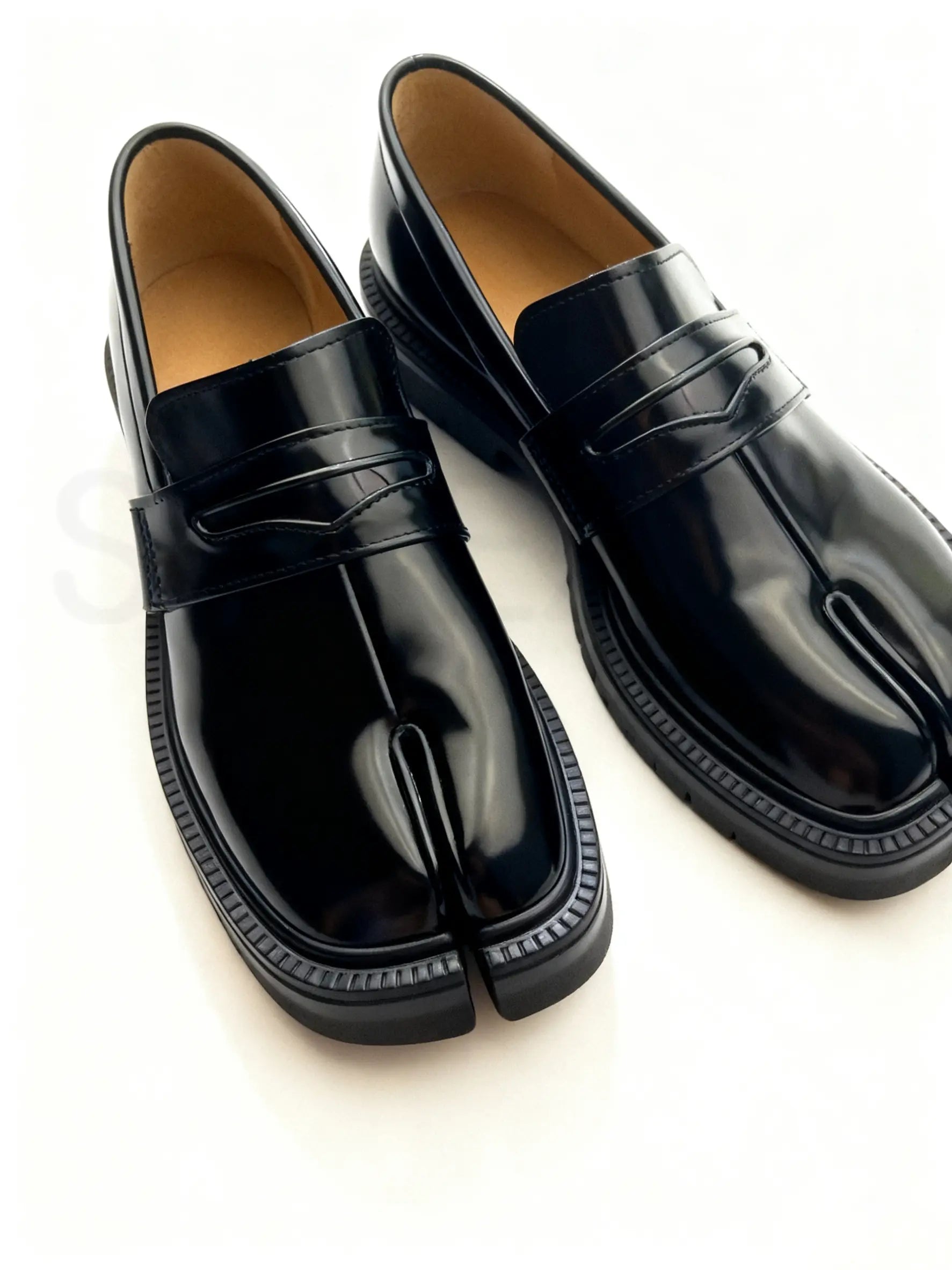 Split-Toe Tabi Loafers with Chunky Block Heel