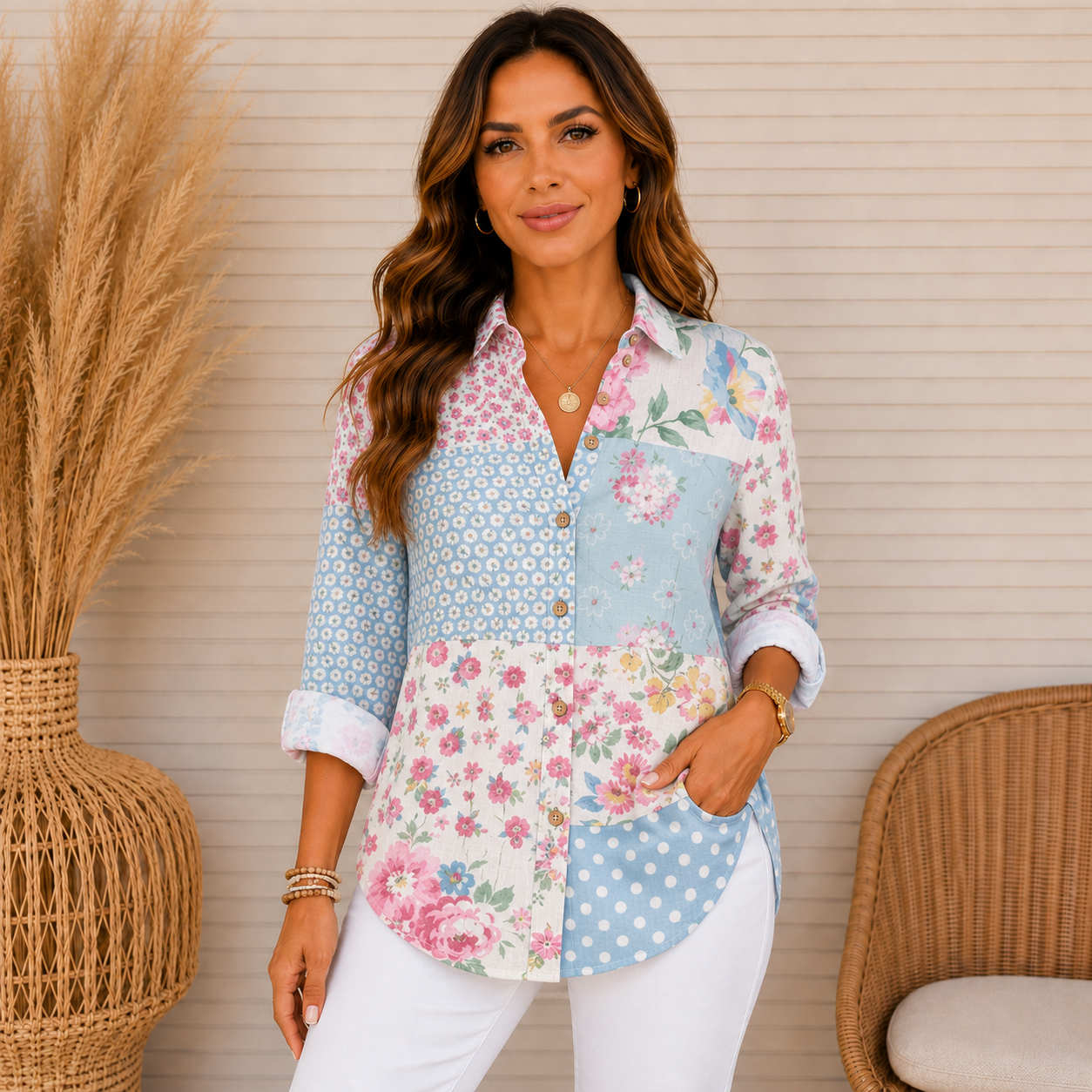 Colorful Blouse with Playful Print