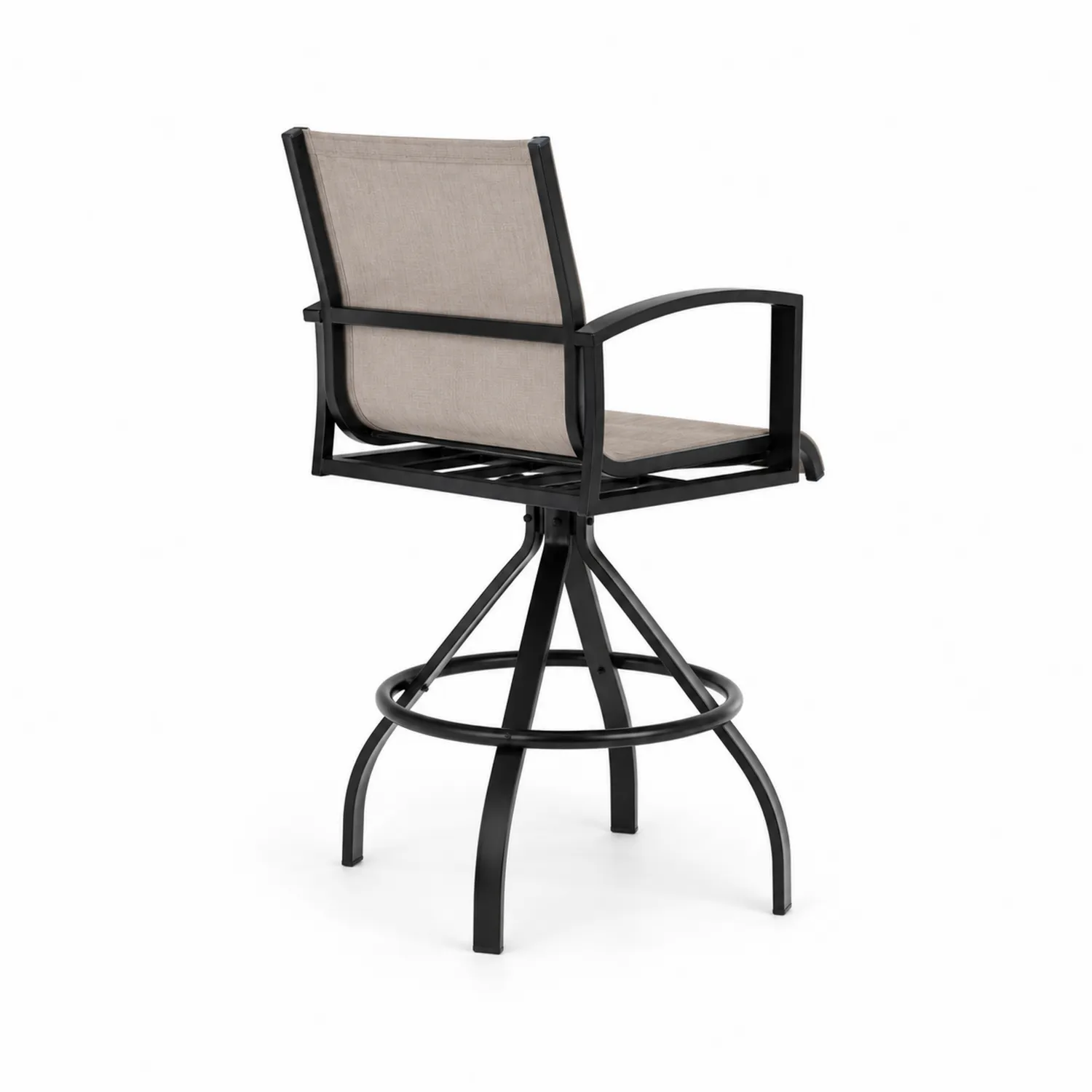 Chaise de bar pivotante en aluminium et toile polyester Beige/Noir