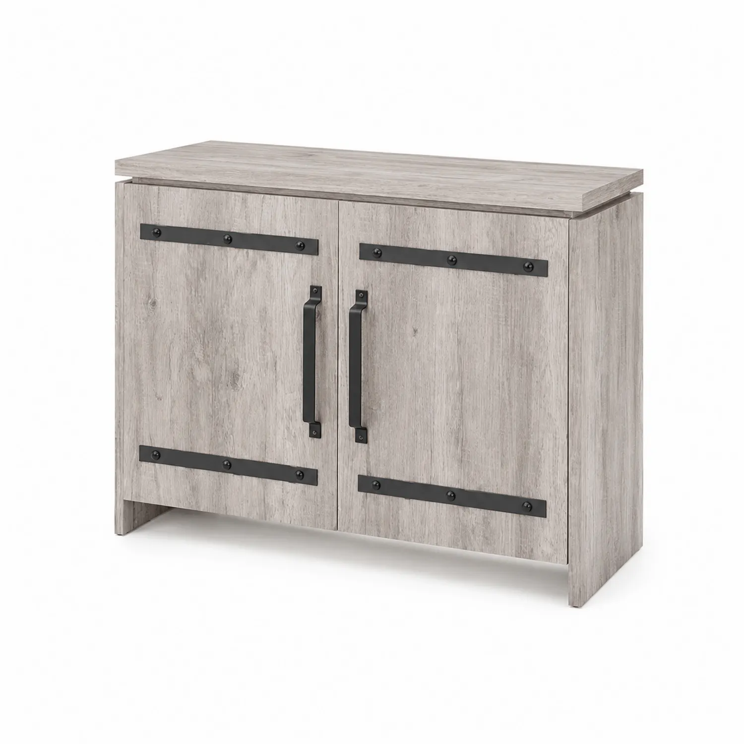 Buffet en bois avec portes en métal noir 80x40x70 cm Gris