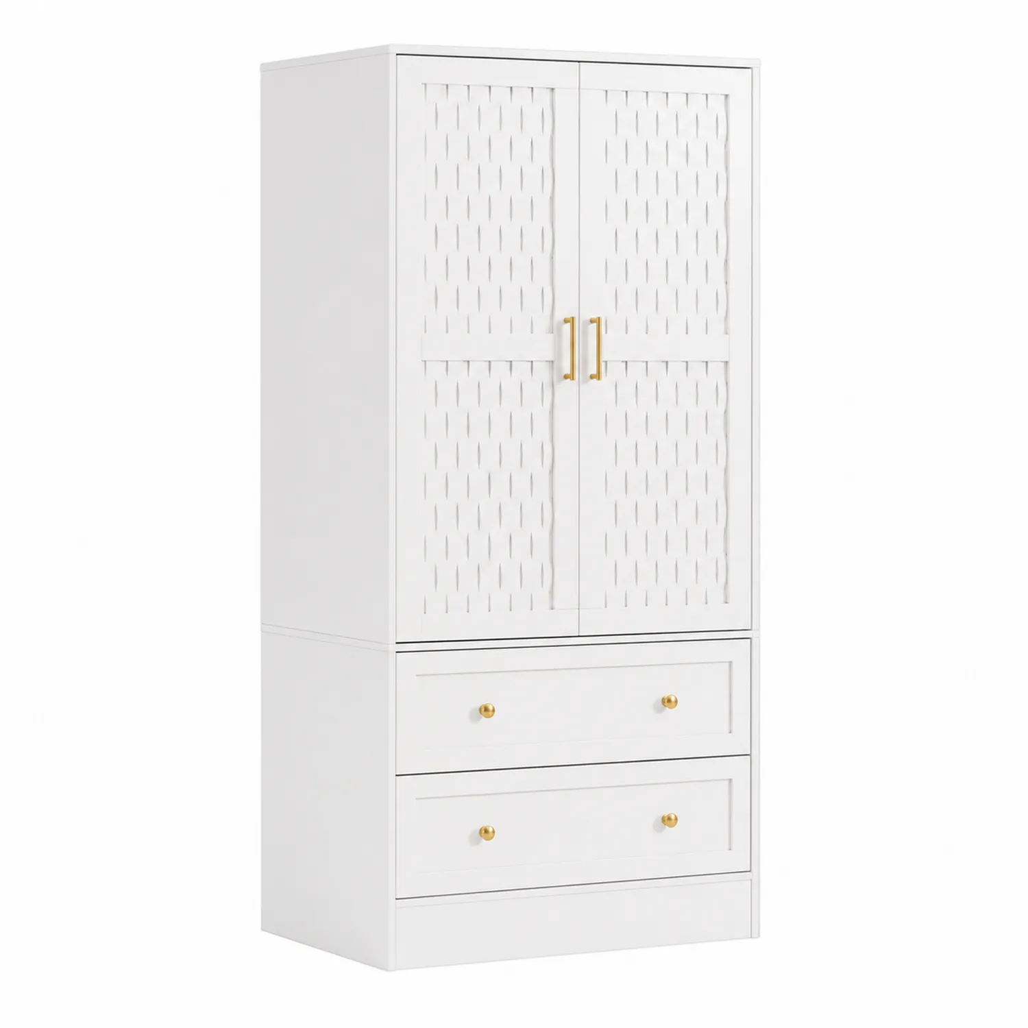 Armoire en MDF Blanc avec Poignées Dorées