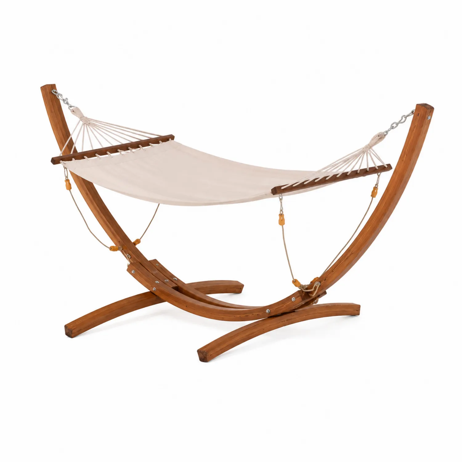 Hamac en toile avec support en bois d'acacia 200x150 cm Beige