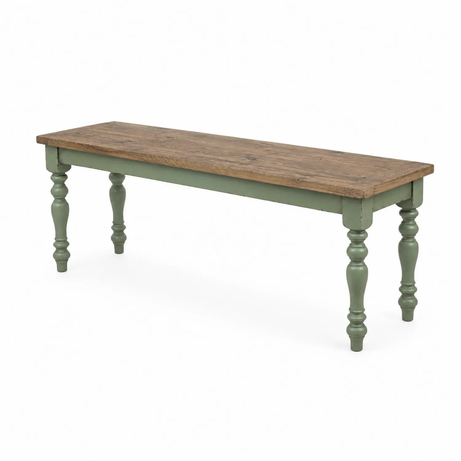 Banc en bois vert et marron