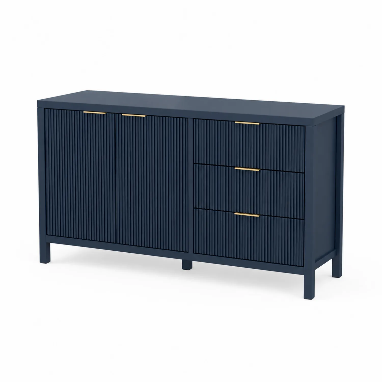 Buffet en bois MDF avec portes et tiroirs bleu