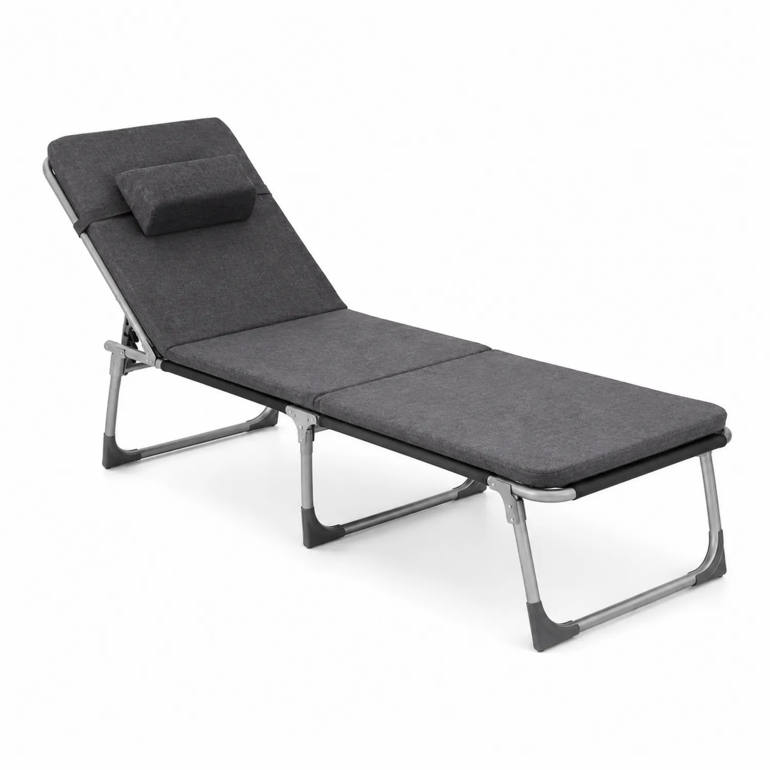 Chaise longue pliable en aluminium et polyester gris