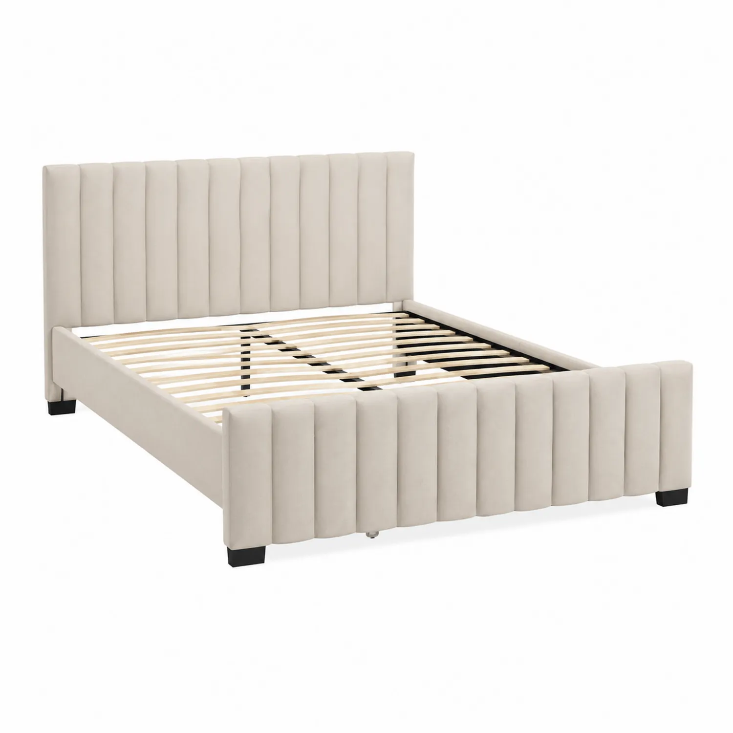 Lit en velours Beige 160x200 cm