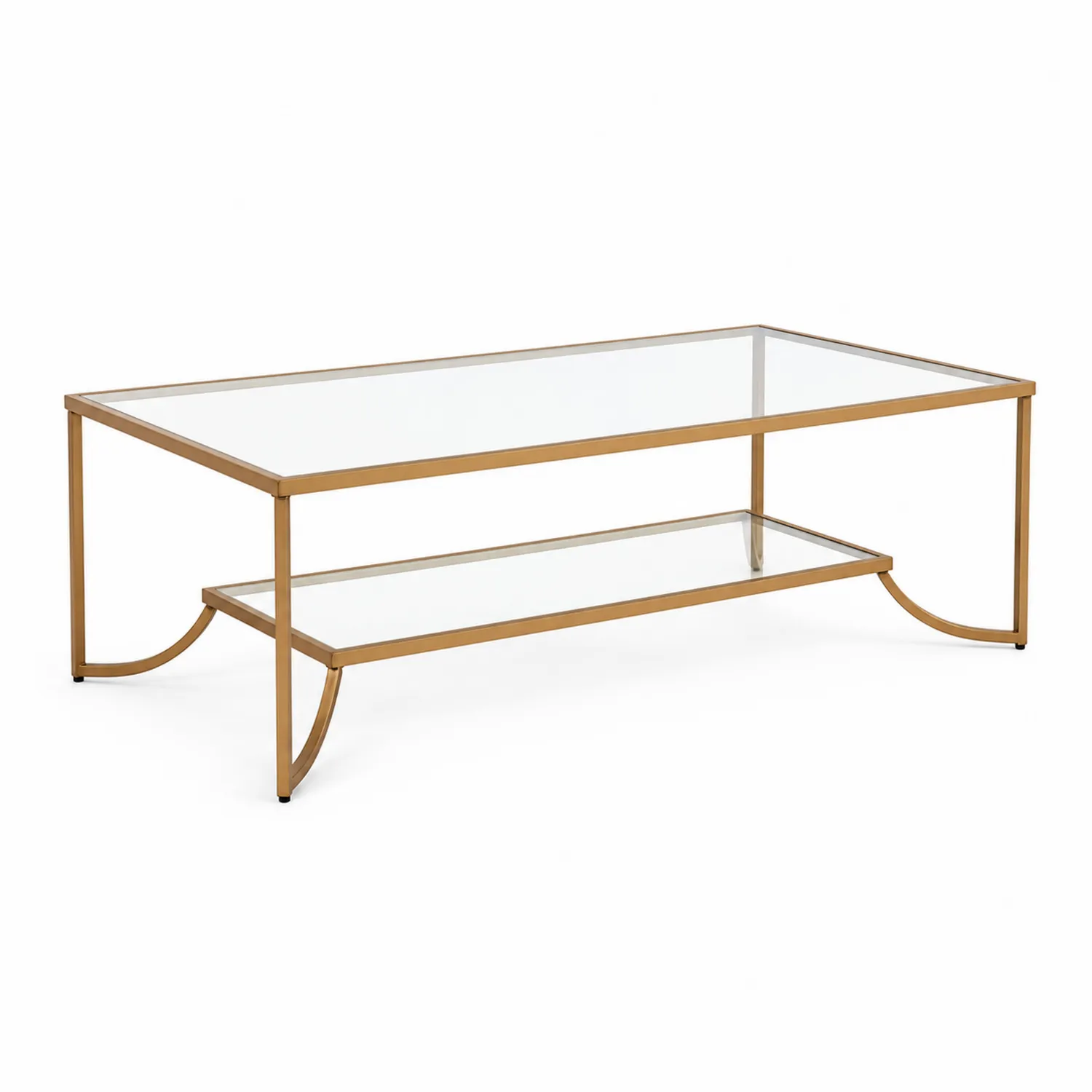 Table basse rectangulaire en verre et métal