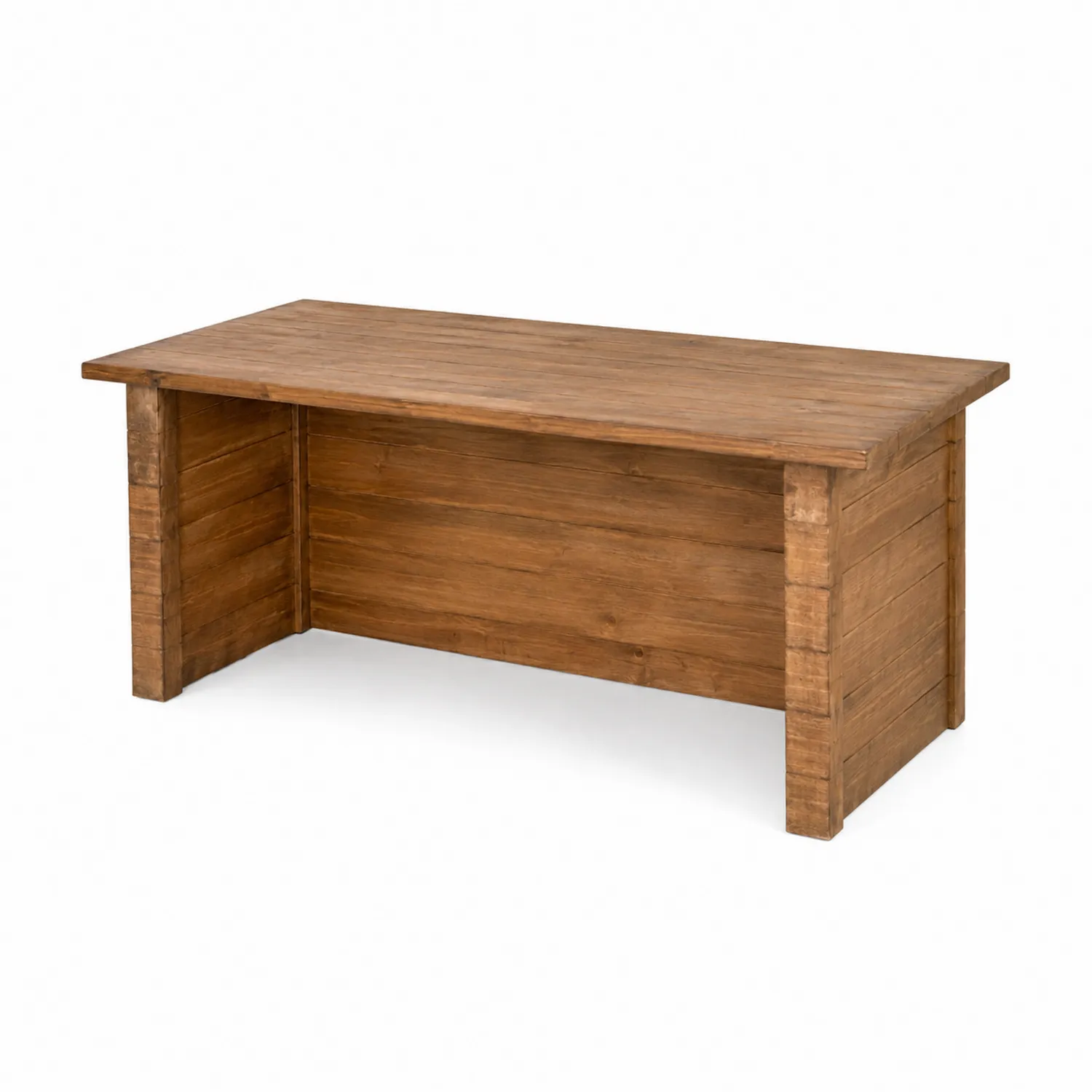 Table rectangulaire en bois de pin massif Marron