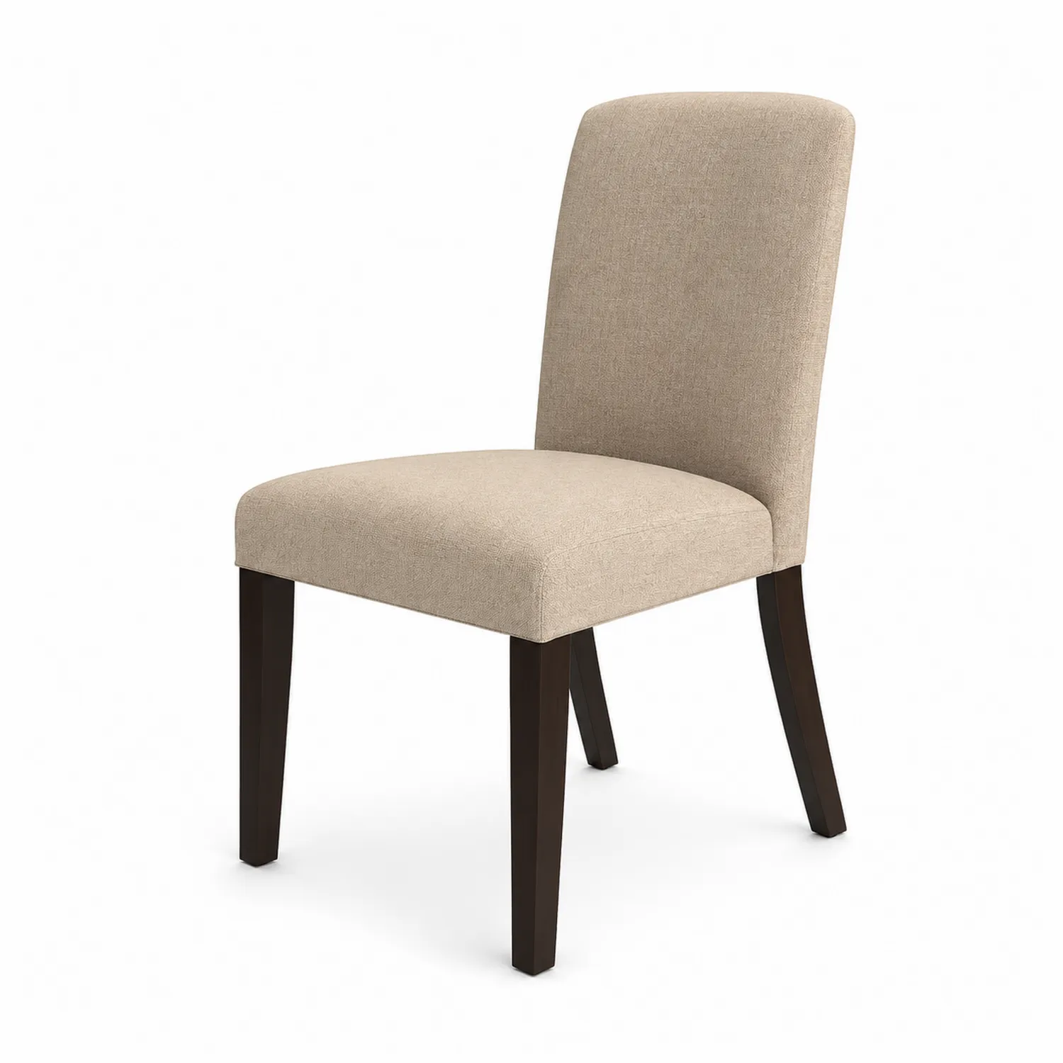 Chaise en tissu beige avec pieds en bois