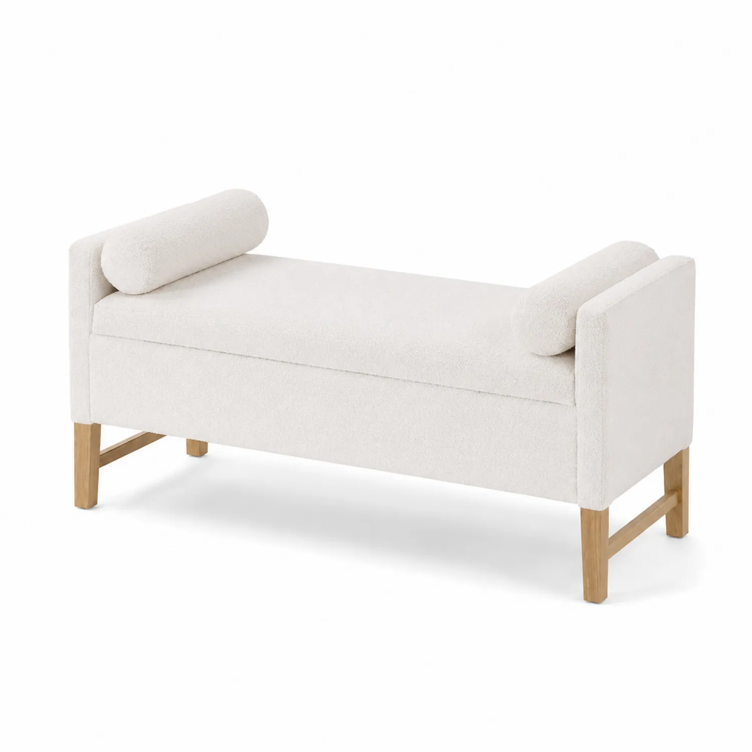 Banc en tissu avec pieds en bois Chêne Blanc
