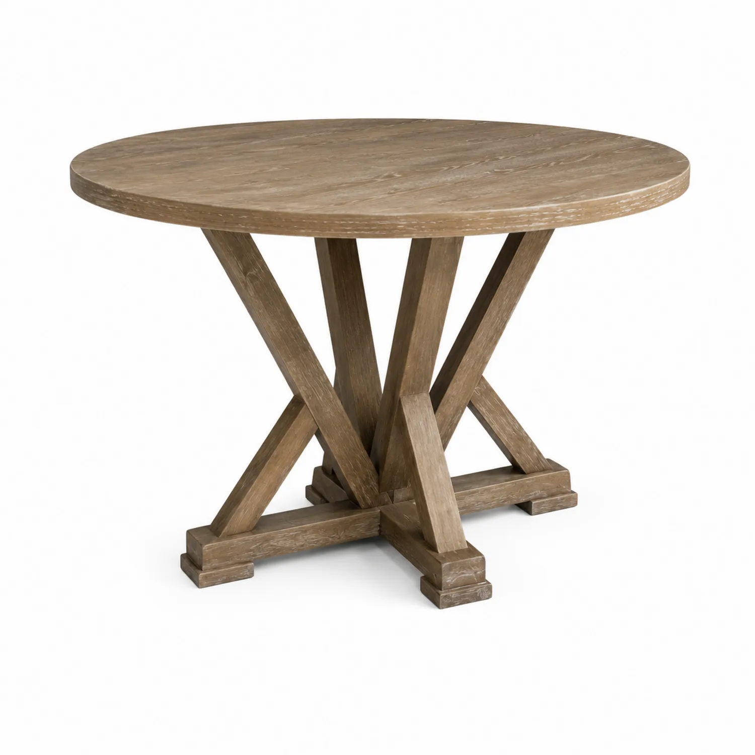 Table ronde en bois de chêne brun diamètre 120 cm hauteur 75 cm