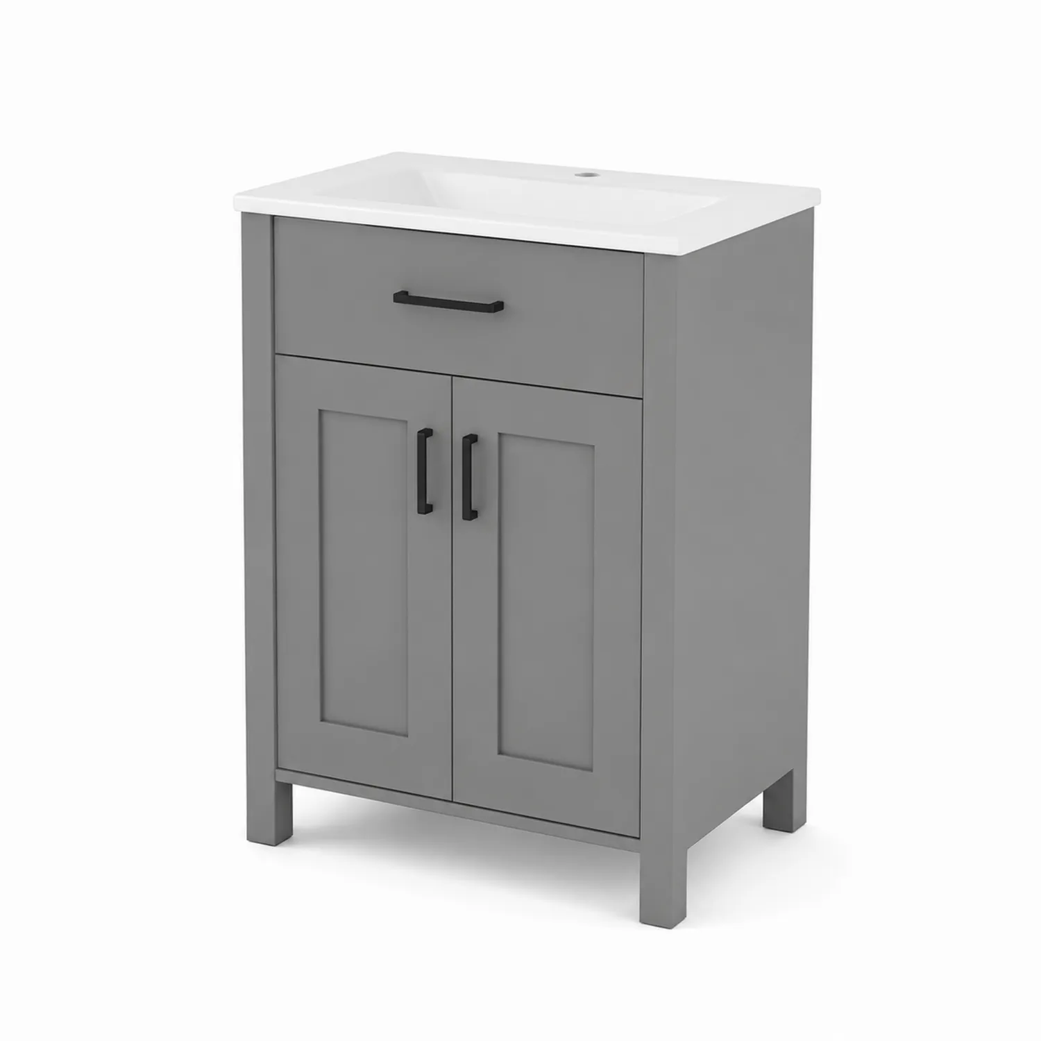 Meuble lavabo en bois MDF avec vasque en céramique Gris