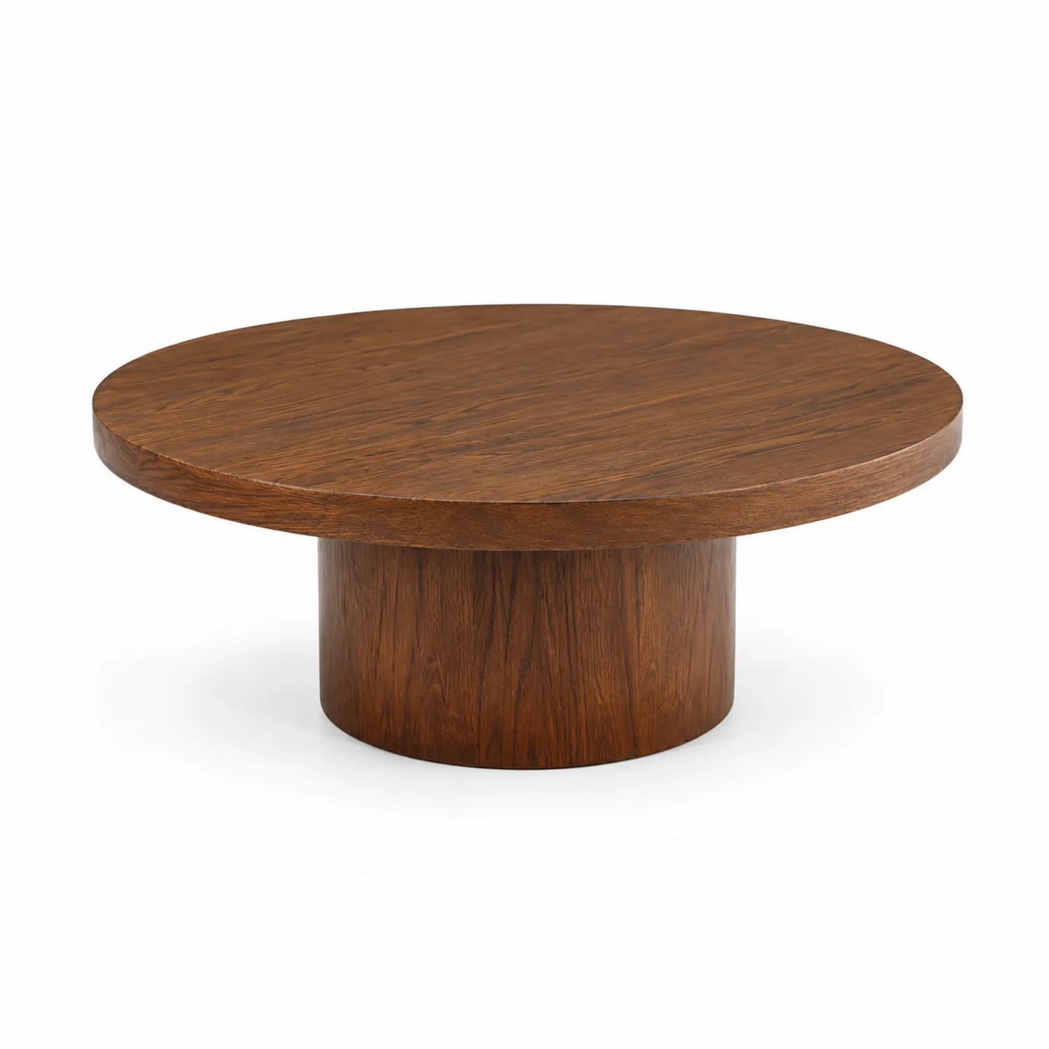 Table basse ronde en chêne massif Marron 100 cm