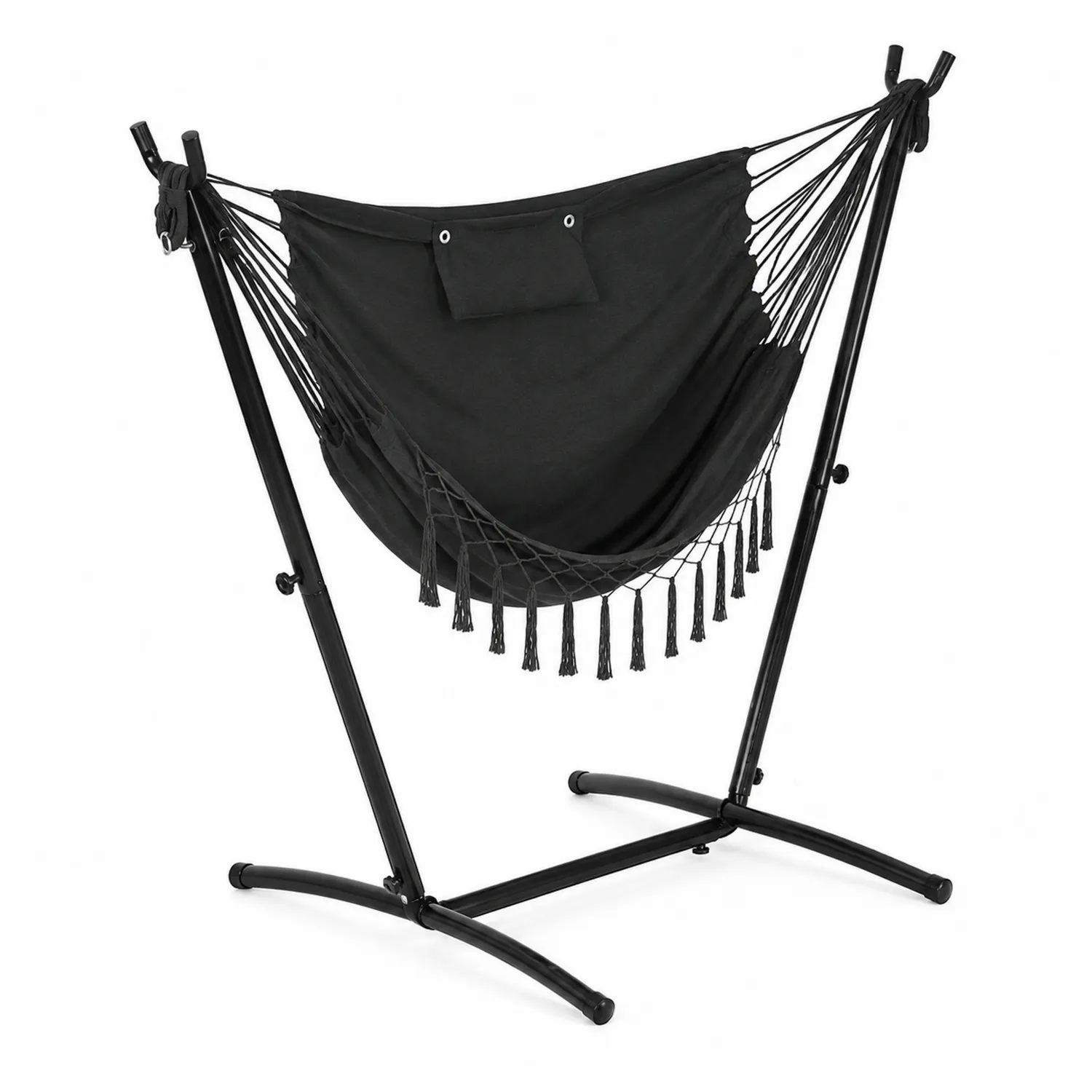 Hamac en coton avec support en acier Noir