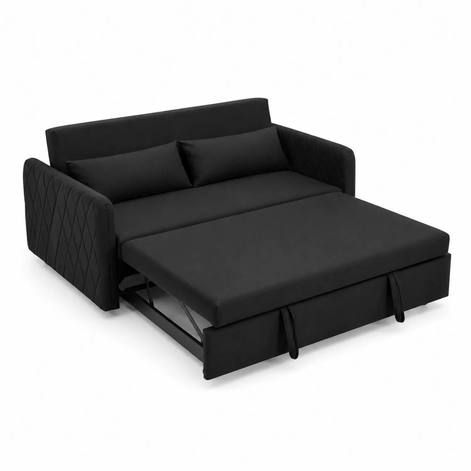 Canapé-lit en tissu noir 200 cm