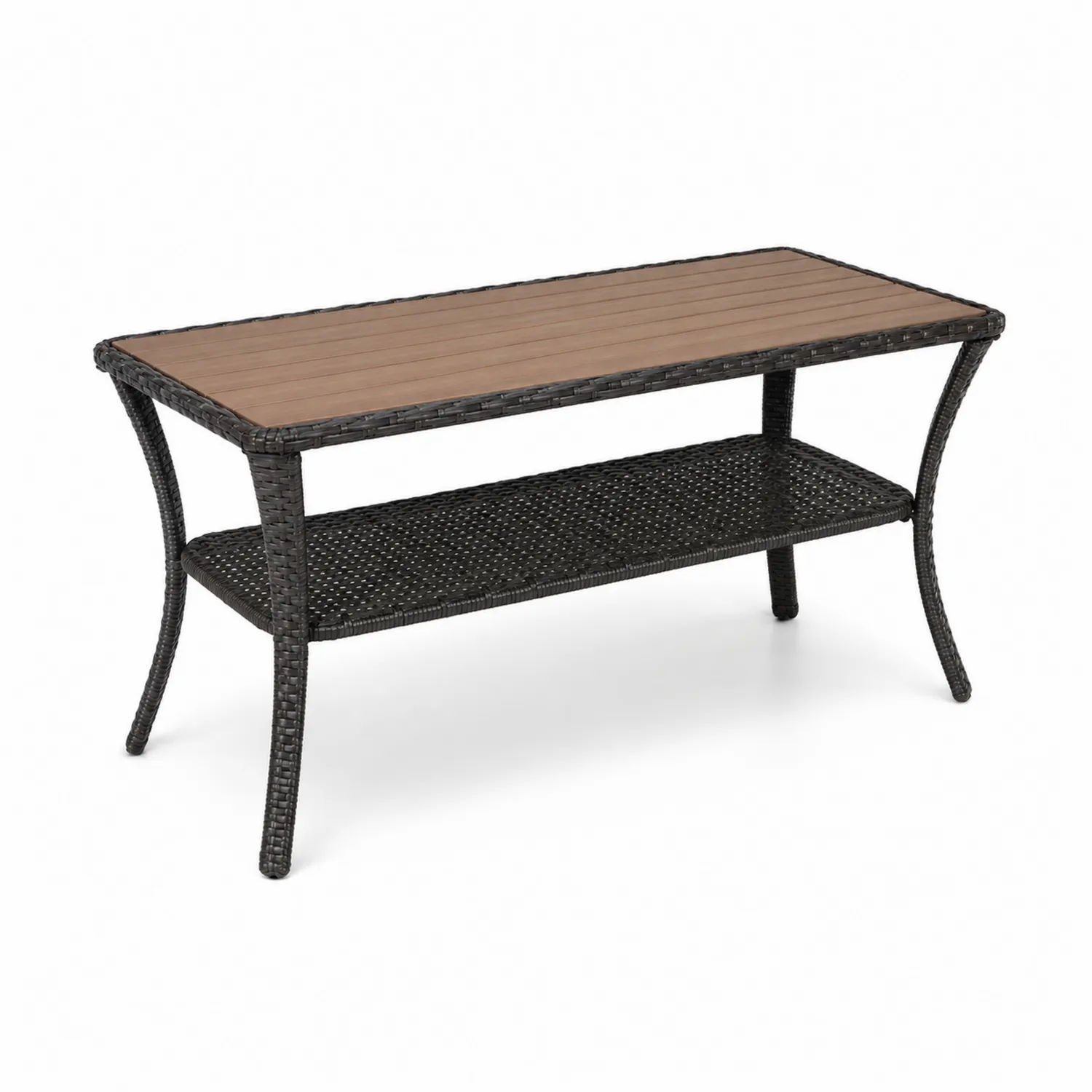 Table d'extérieur en résine tressée et bois composite