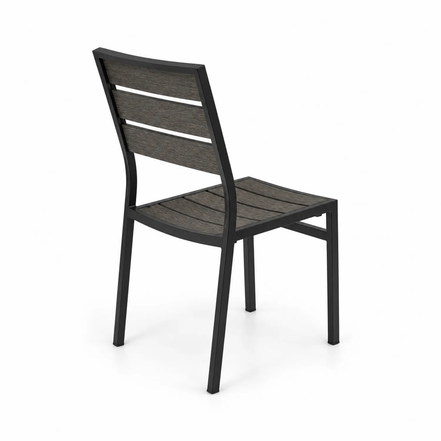 Chaise de jardin en métal et bois composite Noir/Gris 60x60x85 cm
