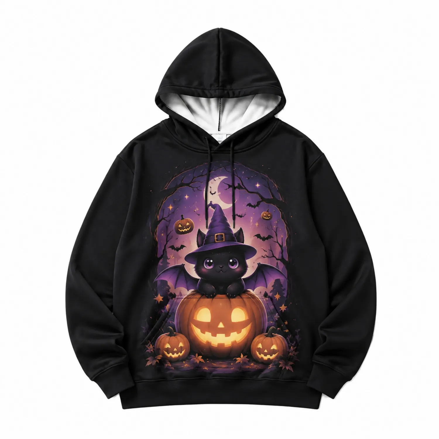 Kinder Hoodie mit Kürbis Fledermaus Muster