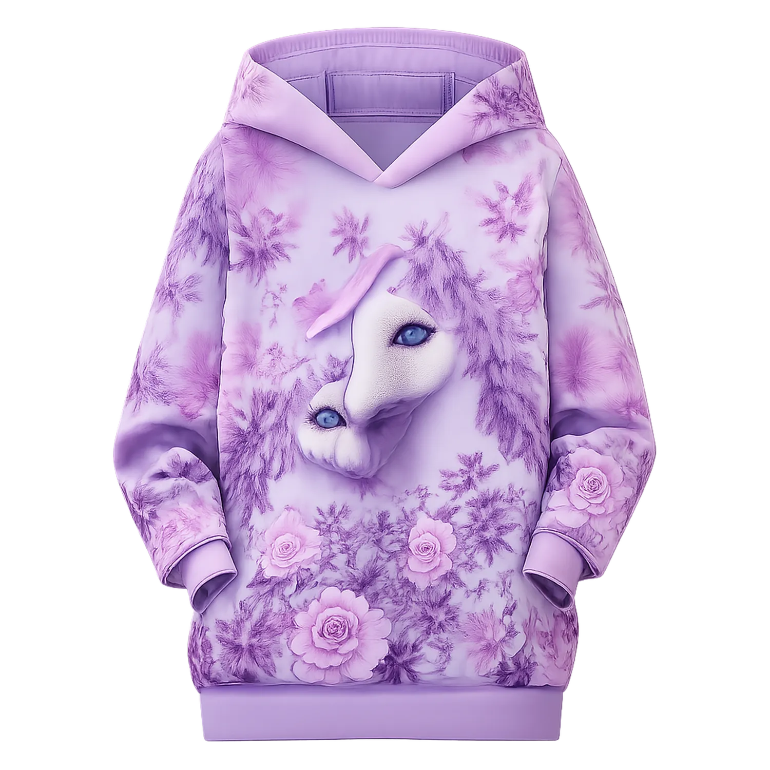 Mädchen Hoodie Kleid mit Schäferhund-Rosen-Galaxie Druck