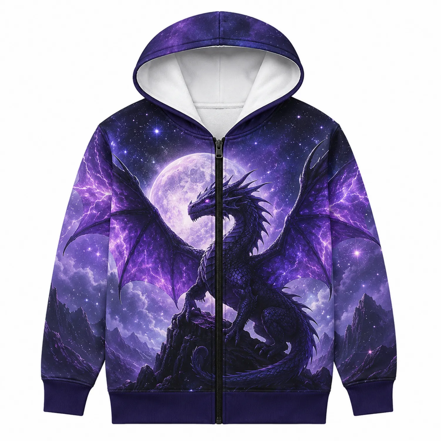 Jungen Kapuzenpullover Drachen Mond Grafik mit Reißverschluss