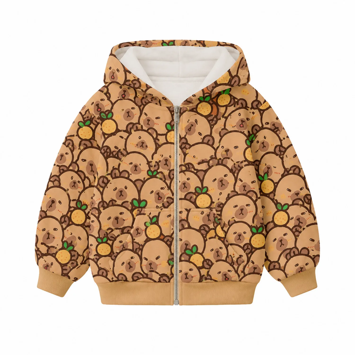 Kapuzensweatshirt Mädchen flauschig Capybara Motiv