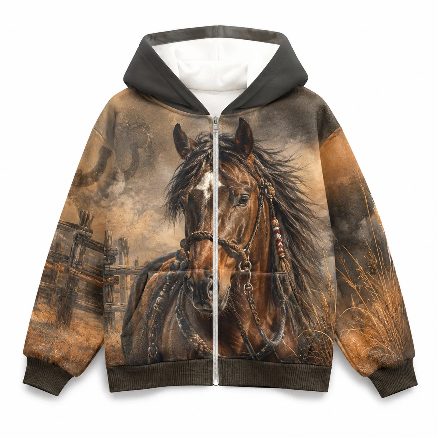Mädchen Kapuzenpullover mit Westernpferd Motiv