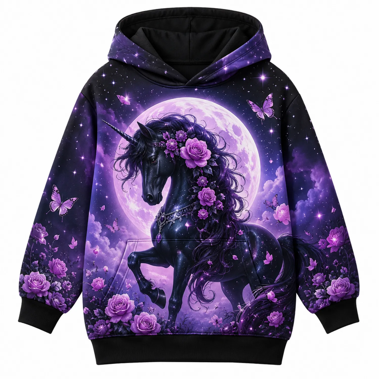 Felpa con Cappuccio Bambina Unicorno Luna Rose
