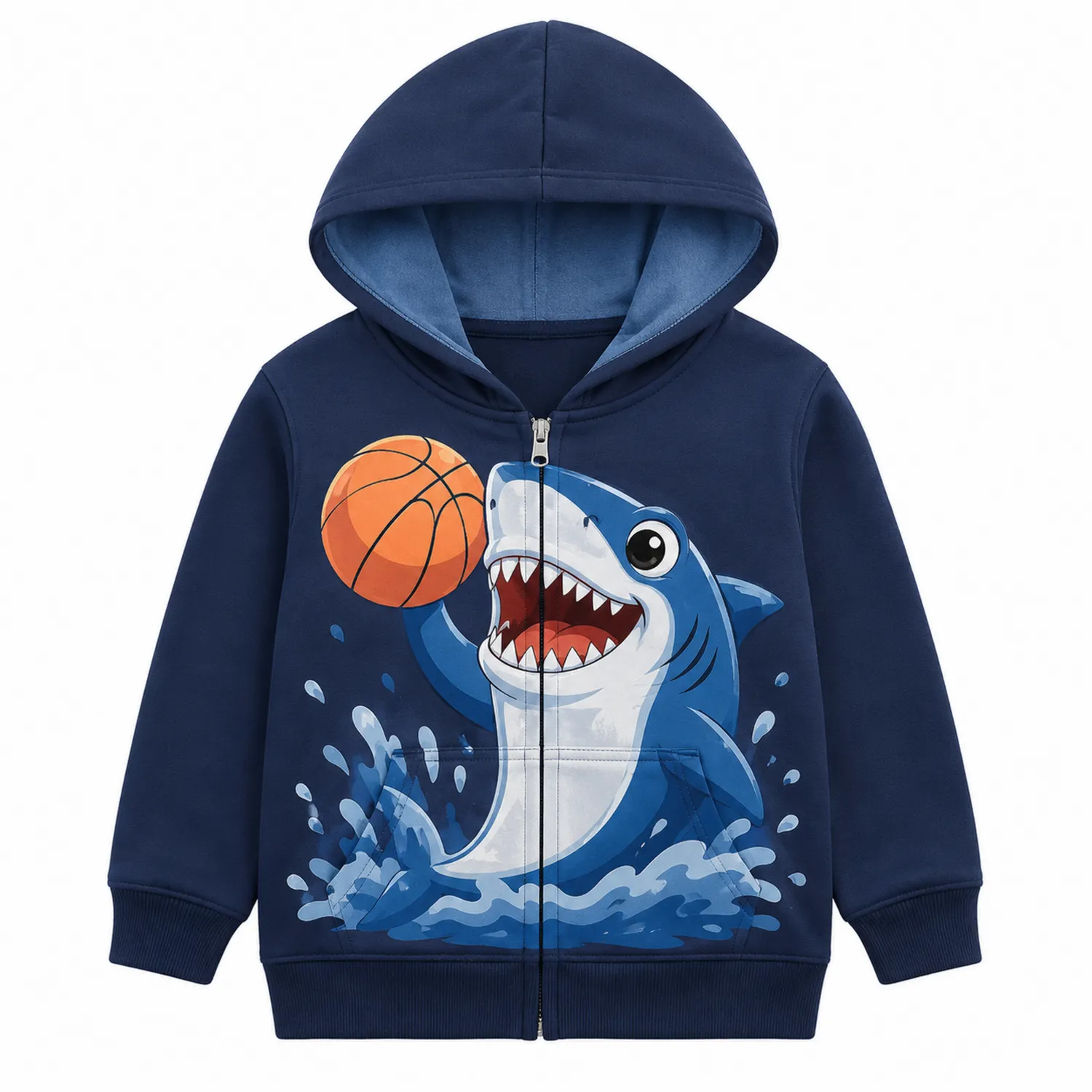 Felpa con Cappuccio Bambino Squalo Basket Zip