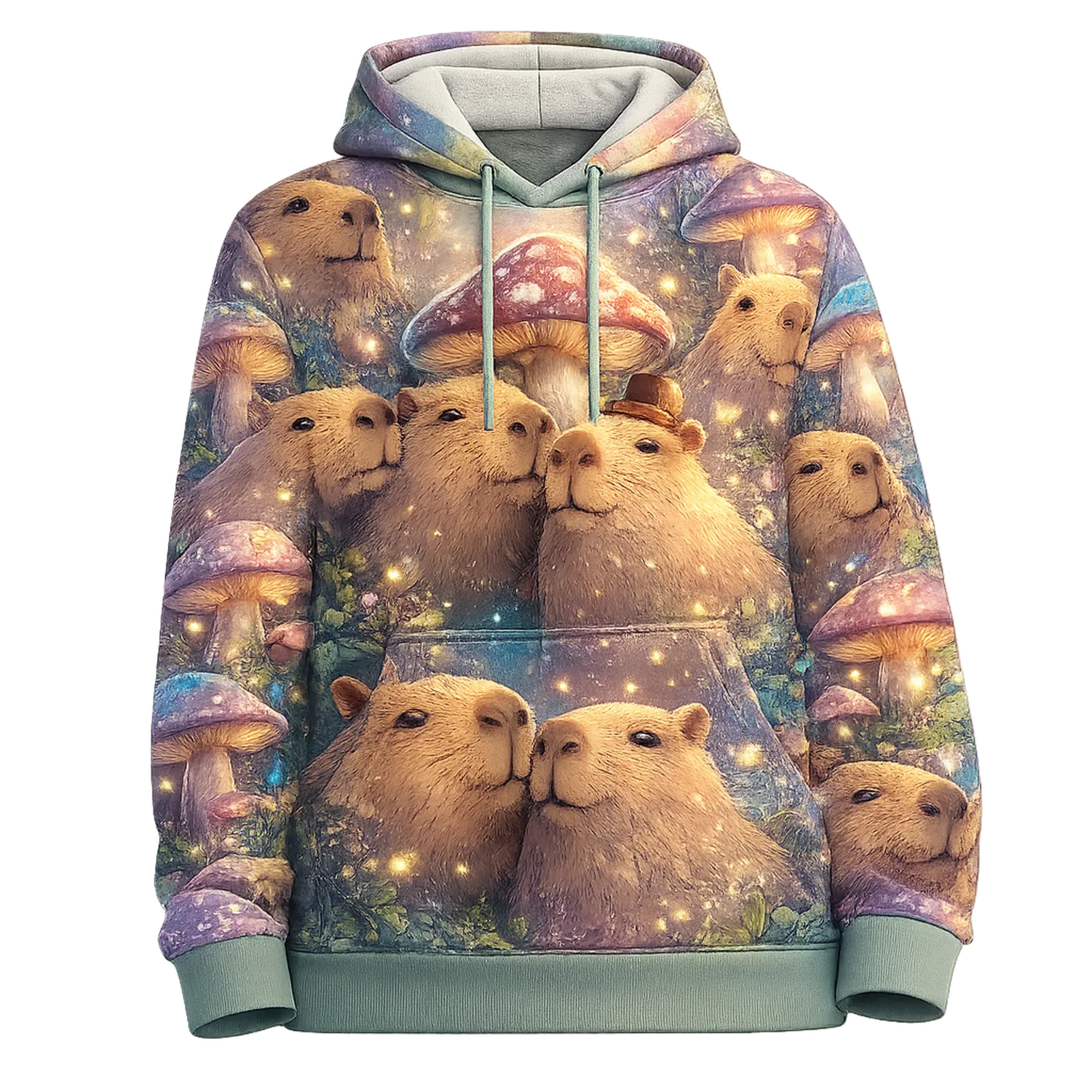 Felpa con Cappuccio Cerniera Grafica Caricatura Capibara Bambini
