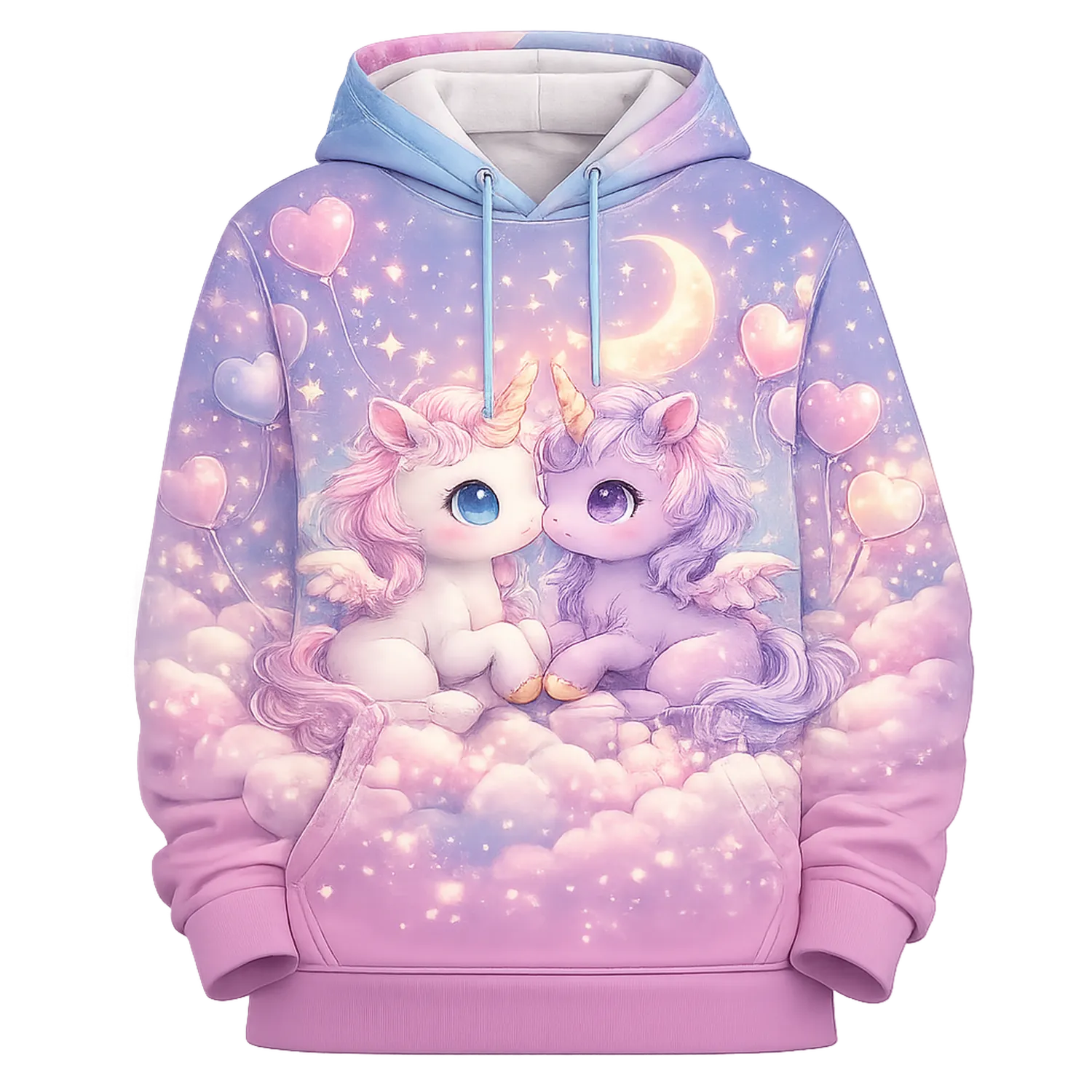 Felpa con Cappuccio Unicorni Bambina Manica Lunga