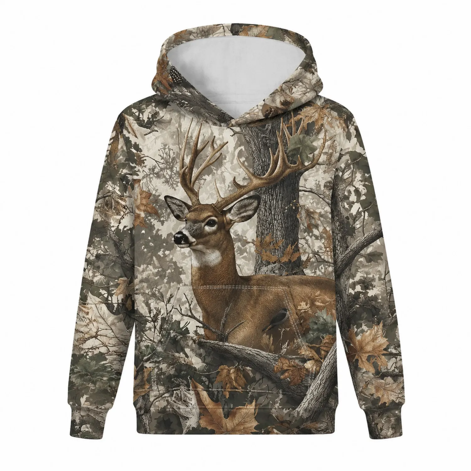 Felpa con Cappuccio Camo Cervo 3D Bambini