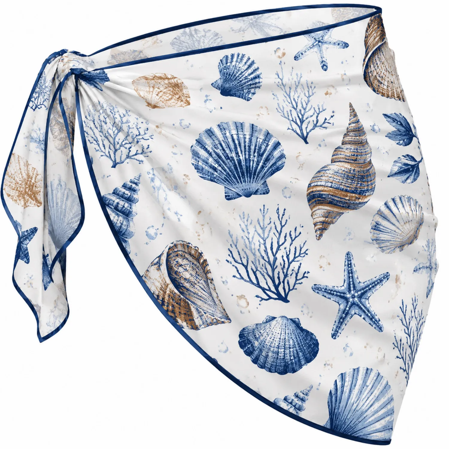 Pareu Mare Donna Chiffon Conchiglie e Stelle Marine