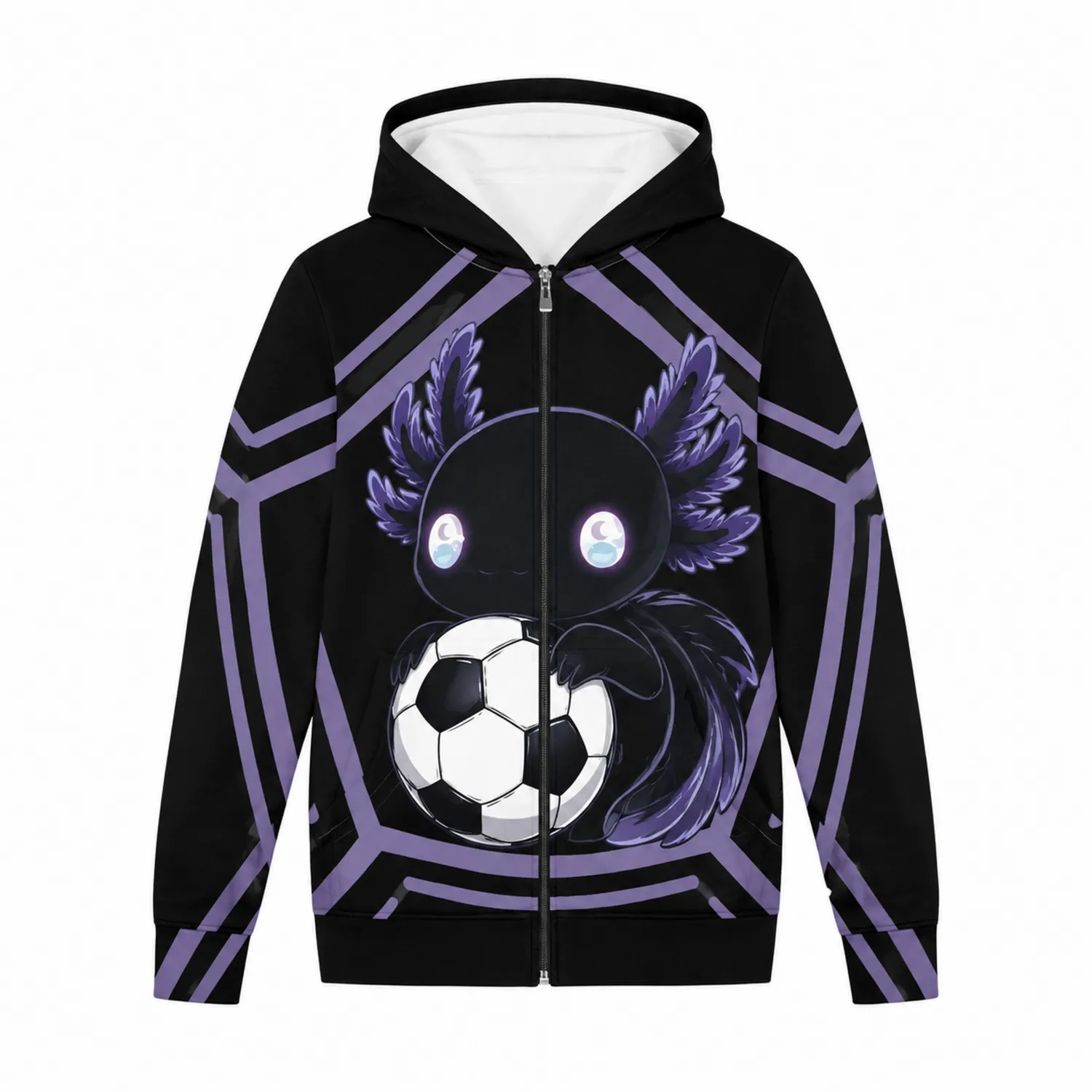 Felpa con Cappuccio Axolotl Calcio Bambini Zip Lunga