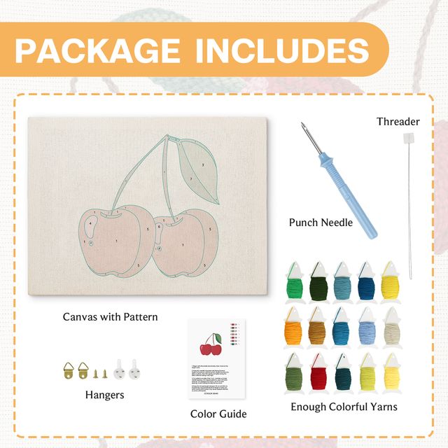 Punch Needle Kit | Cherries (with Frame)