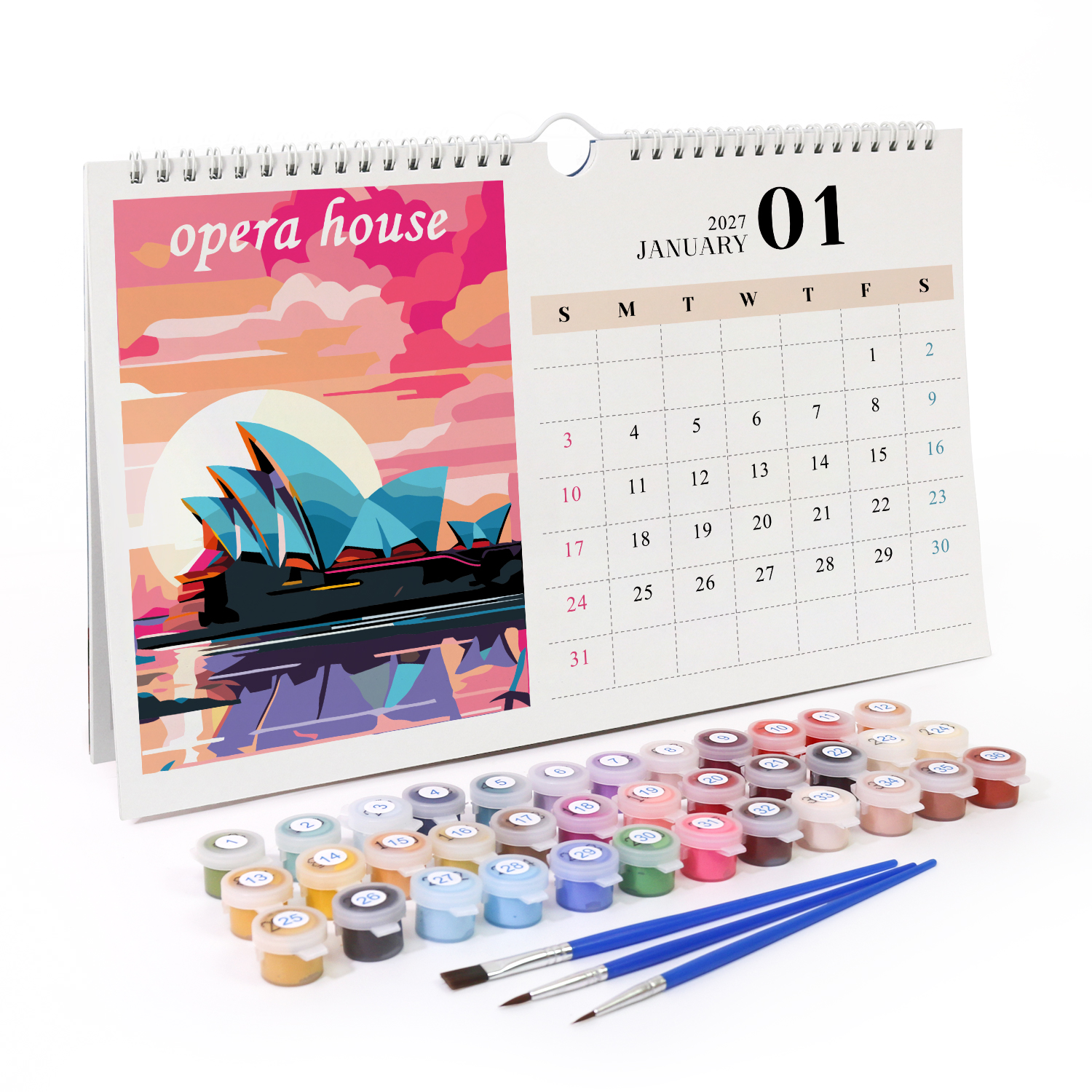 [Copy]2027 Paint By Number Wall Calendar - Famous Buildings