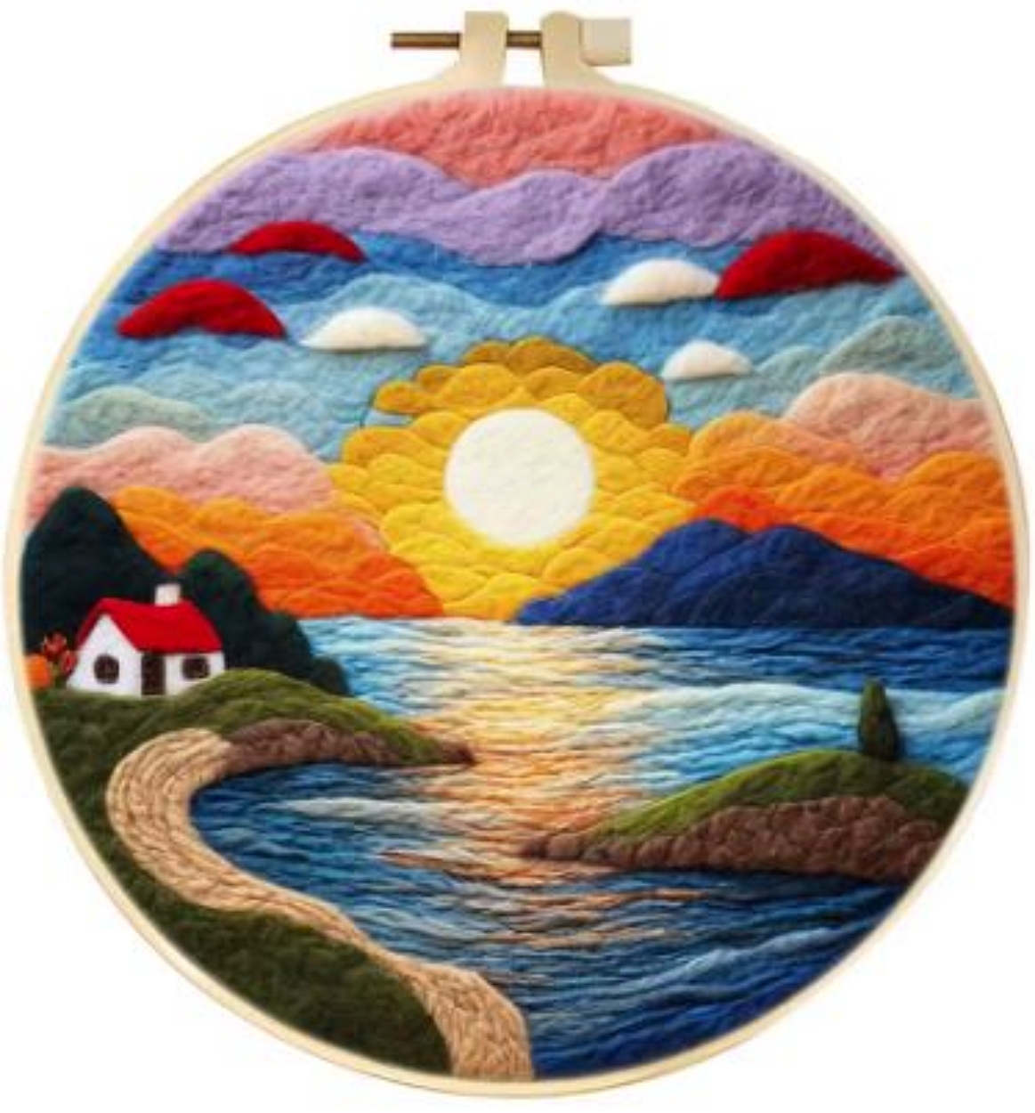 Lake Landscape | Needle Wool Felting Kit for Beginner (8" with Frame)