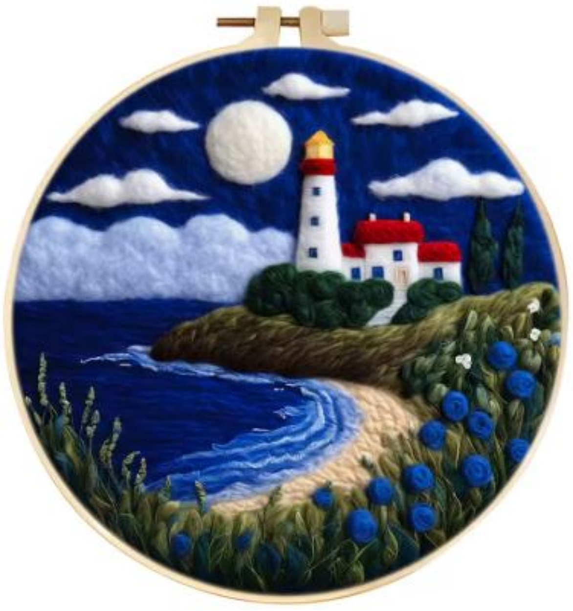 Lighthouse Landscape | Needle Wool Felting Kit for Beginner (8" with Frame)