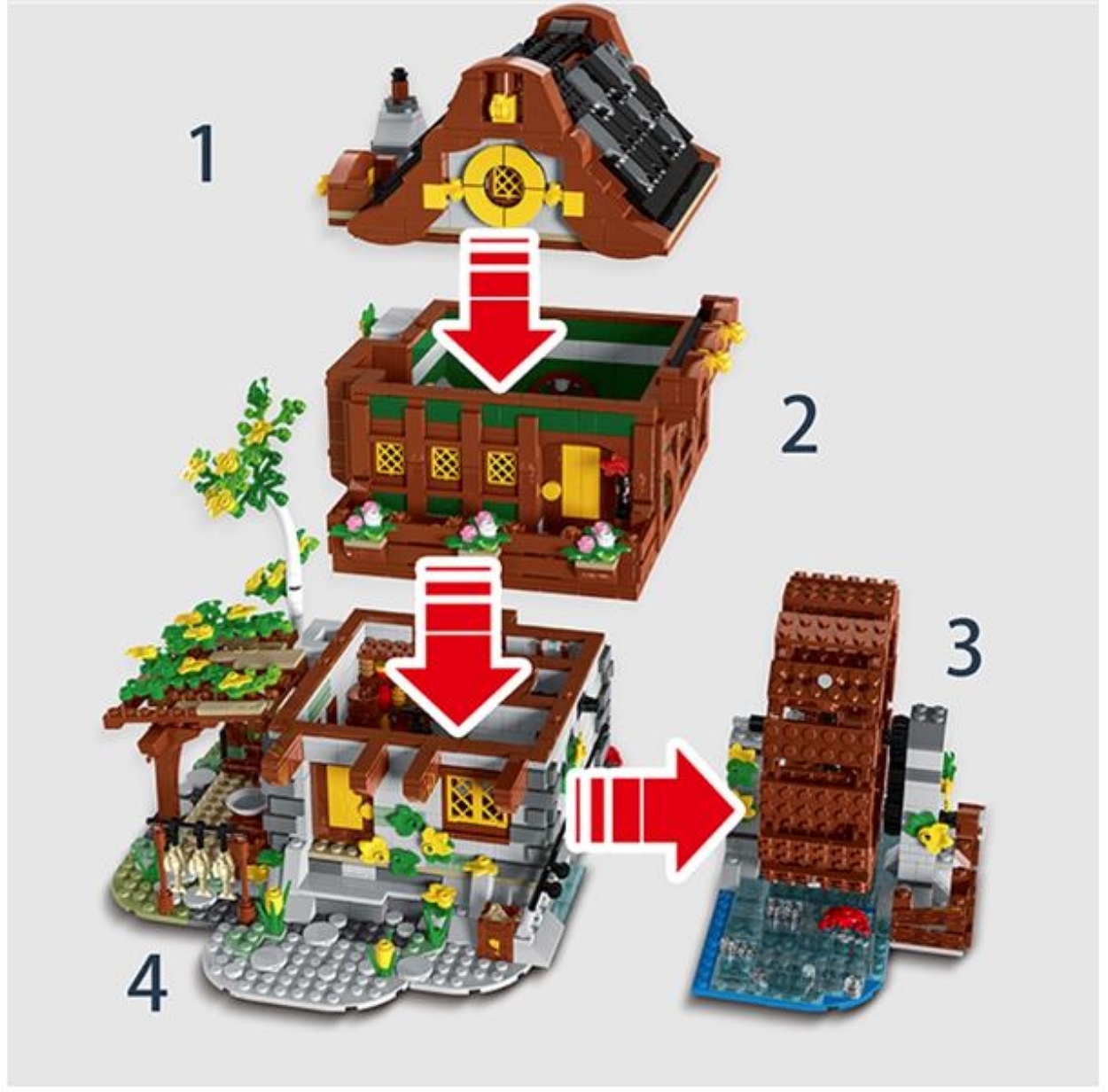 Medieval Water Mill | Unique No-Name Building Blocks
