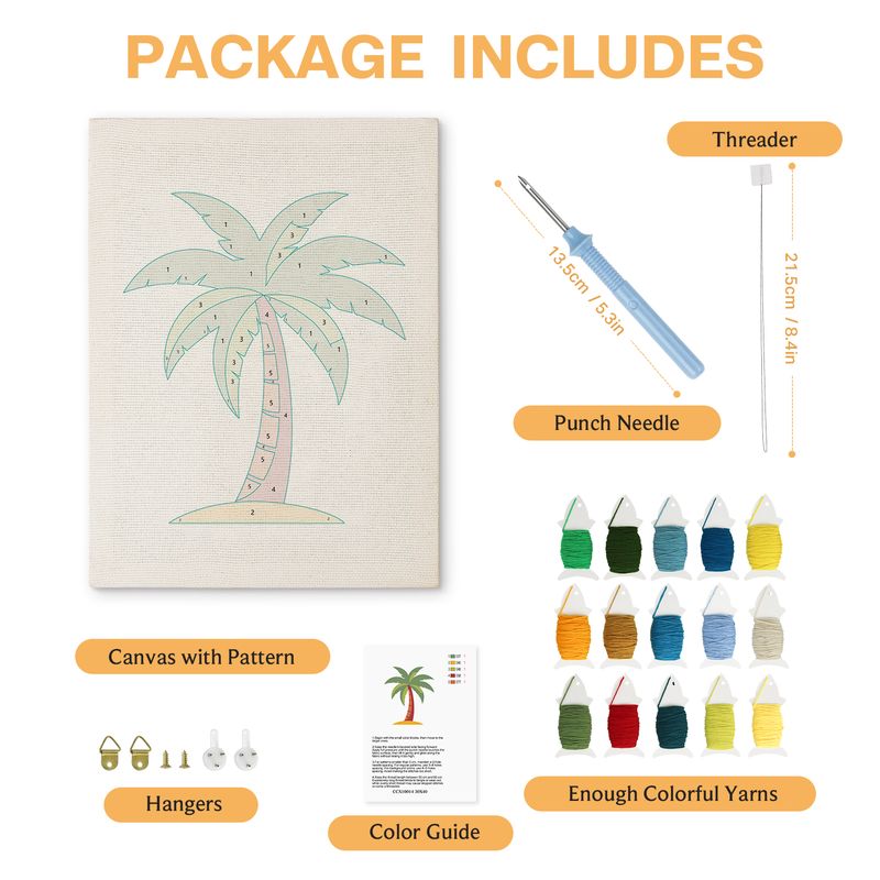 Punch Needle Kit | Palm Tree (with Frame)