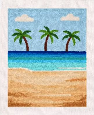 Punch Needle Kit | Beach Island (with Frame)