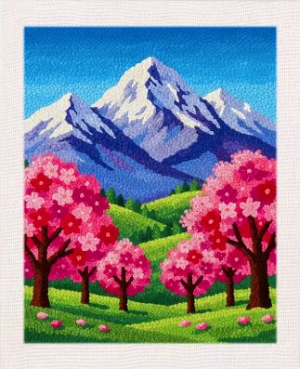 Punch Needle Kit | Mountains Blossoms (with Frame)