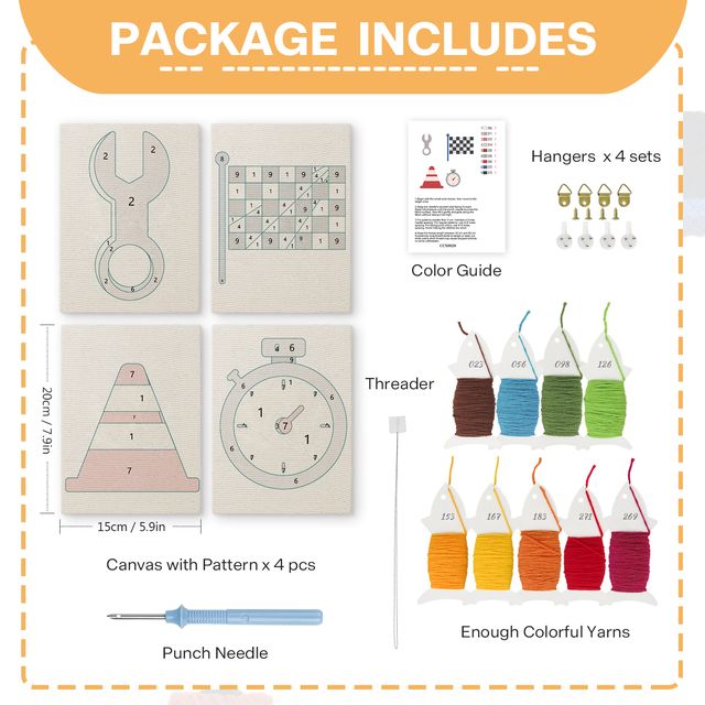 Mini Punch Needle Kit | Racing (4 designs with Frame)